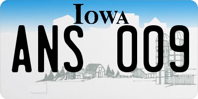 IA license plate ANS009