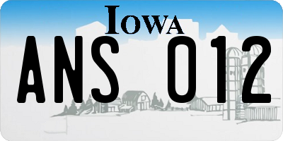 IA license plate ANS012