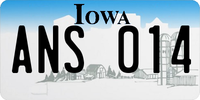 IA license plate ANS014
