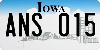 IA license plate ANS015