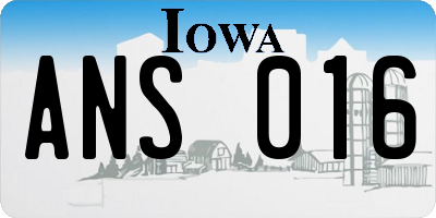 IA license plate ANS016