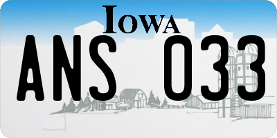 IA license plate ANS033