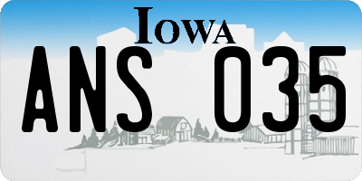 IA license plate ANS035