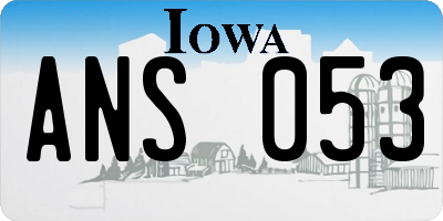 IA license plate ANS053