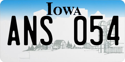 IA license plate ANS054