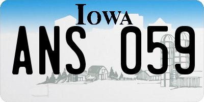 IA license plate ANS059