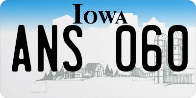 IA license plate ANS060