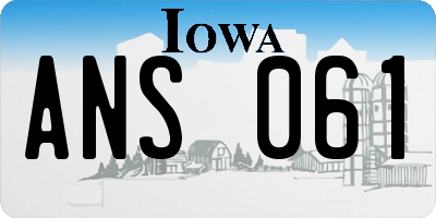 IA license plate ANS061