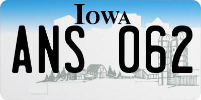 IA license plate ANS062