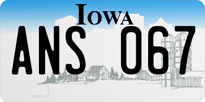 IA license plate ANS067