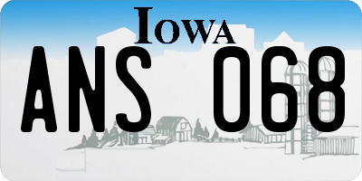 IA license plate ANS068