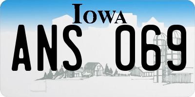 IA license plate ANS069