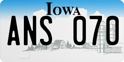 IA license plate ANS070