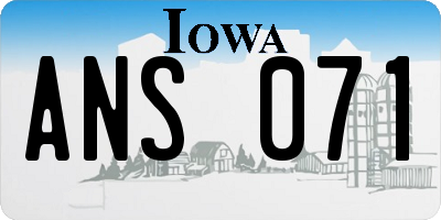 IA license plate ANS071