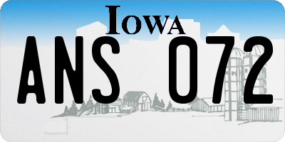 IA license plate ANS072