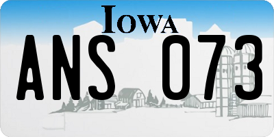 IA license plate ANS073