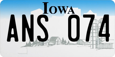 IA license plate ANS074