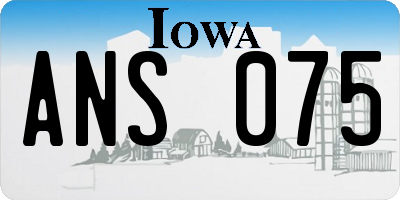 IA license plate ANS075