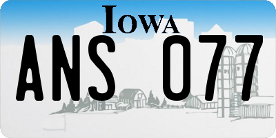 IA license plate ANS077