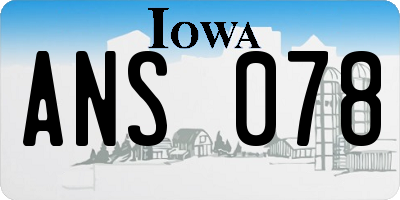 IA license plate ANS078