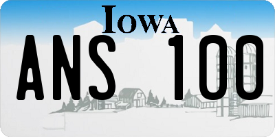 IA license plate ANS100