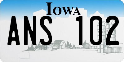 IA license plate ANS102