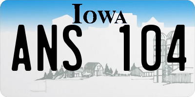 IA license plate ANS104