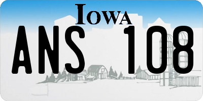 IA license plate ANS108
