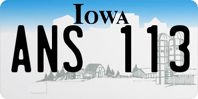 IA license plate ANS113