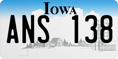 IA license plate ANS138