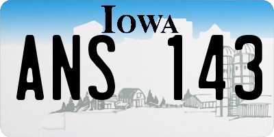 IA license plate ANS143