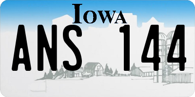 IA license plate ANS144