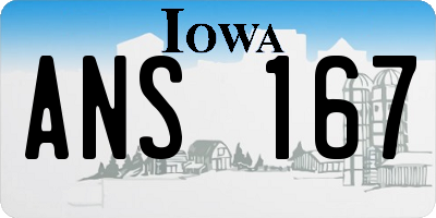 IA license plate ANS167