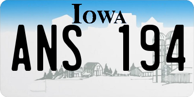IA license plate ANS194