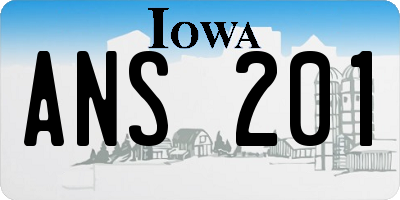 IA license plate ANS201