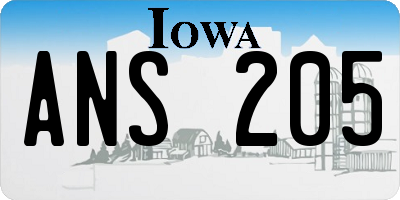 IA license plate ANS205