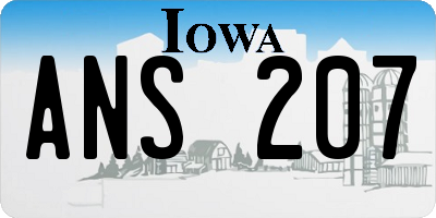 IA license plate ANS207