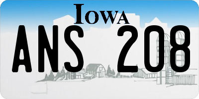IA license plate ANS208