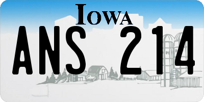 IA license plate ANS214