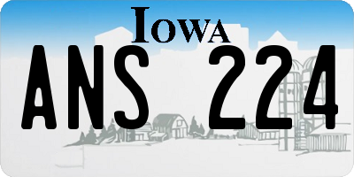 IA license plate ANS224