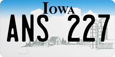 IA license plate ANS227