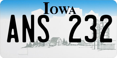 IA license plate ANS232