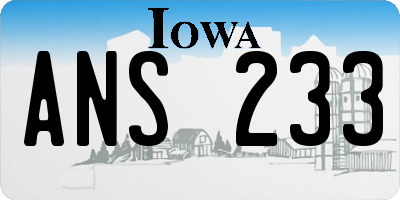 IA license plate ANS233