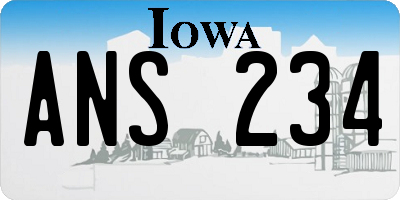 IA license plate ANS234