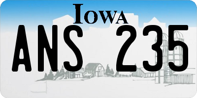 IA license plate ANS235