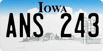 IA license plate ANS243