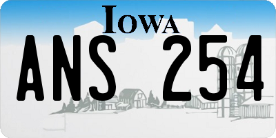 IA license plate ANS254