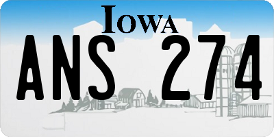 IA license plate ANS274