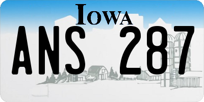 IA license plate ANS287