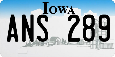 IA license plate ANS289